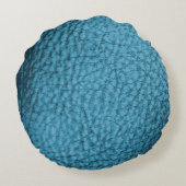  Trendy Medium Blue Faux Leather Design  Rond Kussen (Achterkant)