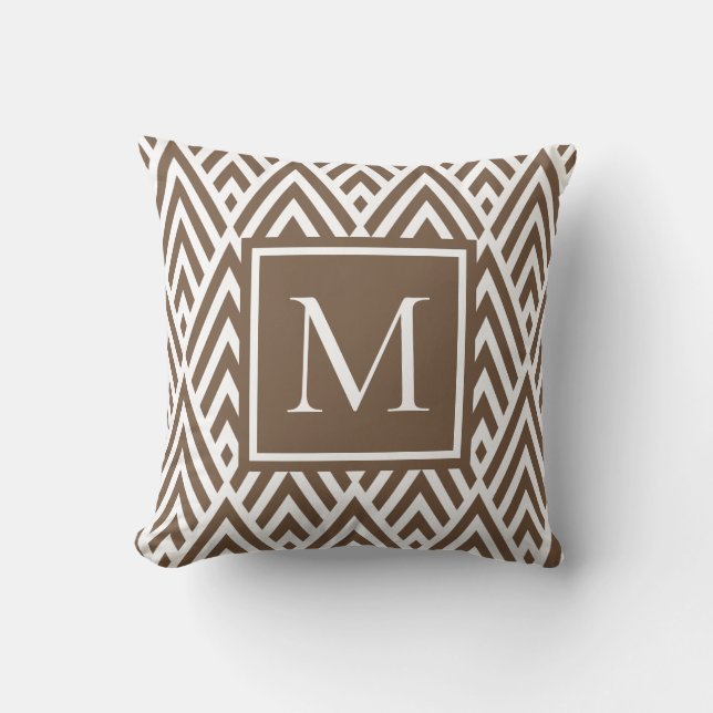 Trendy Medium Brown Monogram Arrow Diamond Pattern Kussen (Voorkant)