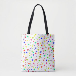Trendy meerkleurige sterren op wit tote bag