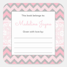Trendy Meisje Baby shower Bookplate sticker