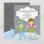 Trendy Meisje & Jongen Schaatsen Verjaardag Uitnod Kaart (Voorkant / Achterkant)