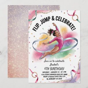 Trendy Meisjes Gym Gymnastiek Verjaardagsfeestje   Kaart