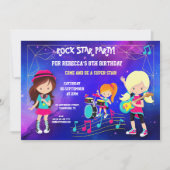 Trendy Meisjes Rock Pop Star Verjaardagsfeest Kaart (Voorkant)