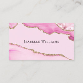 Trendy Meisjesachtig Roze Agate Marmer Glitter Visitekaartje