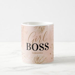 Trendy Meisjesachtig Roze & Gouden Girl Boss Naam Koffiemok