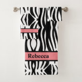 Trendy meisjesachtige chique zwart-witte zebrastre bad handdoek (Insitu)