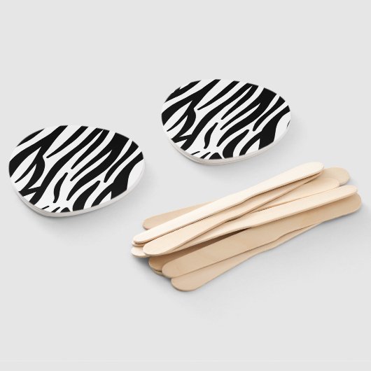 Trendy meisjesachtige chique zwart-witte zebrastre handwaaier (Niet-gemonteerd)