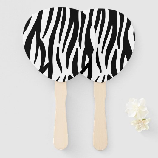 Trendy meisjesachtige chique zwart-witte zebrastre handwaaier (Voorkant en achterkant)