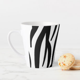 Trendy meisjesachtige chique zwart-witte zebrastre latte mok