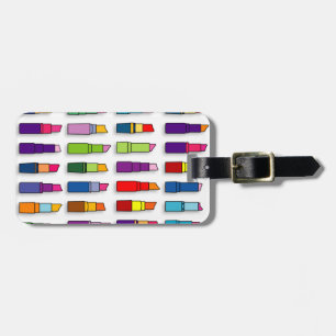 Trendy, meisjesachtige lippenstiften patroon bagagelabel