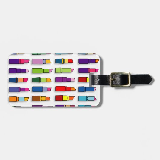 Trendy, meisjesachtige lippenstiften patroon bagagelabel (Voorkant horizontaal)