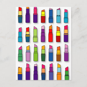 Trendy, meisjesachtige lippenstiften patroon briefkaart
