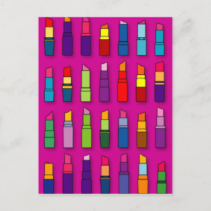 Trendy, meisjesachtige lippenstiften patroon briefkaart