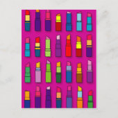 Trendy, meisjesachtige lippenstiften patroon briefkaart (Voorkant)
