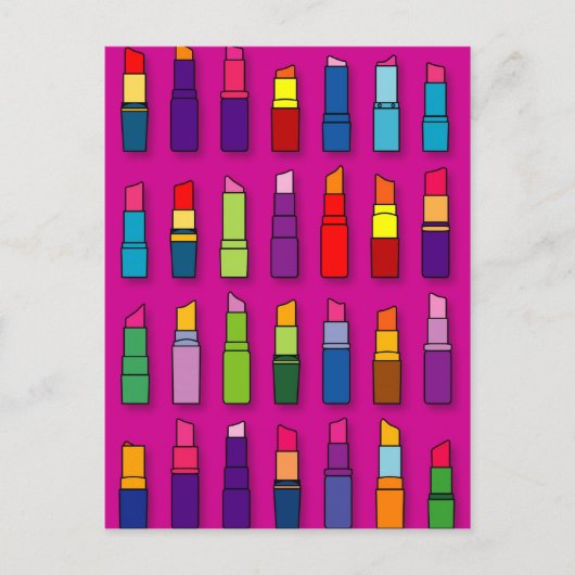 Trendy, meisjesachtige lippenstiften patroon briefkaart (Voorkant)