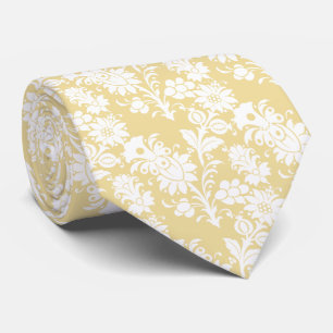 Trendy Mellow Yellow Floral Groomsmen Wedding Stropdas