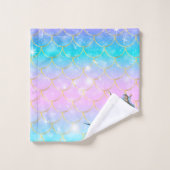 Trendy Mermaid on Mermaid Tail Scales Shiny Bad Handdoek (Wasdoekje)
