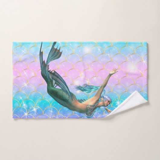 Trendy Mermaid on Mermaid Tail Scales Shiny Bad Handdoek (Handdoek)