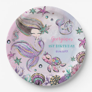 Trendy Mermaid, Zee Turtle & Narwhal Birthday Papieren Bordje