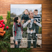 Trendy Merry and Bright Overlay Holiday Flat Card Feestdagenkaart