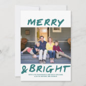 Trendy Merry and Bright Photo Card | BLAUWGROEN Feestdagenkaart (Voorkant)
