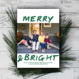 Trendy Merry and Bright Photo Card | Groen Feestdagenkaart