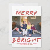Trendy Merry and Bright Photo Card | Rood Feestdagenkaart (Voorkant)