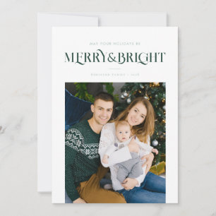 trendy merry & bright blue kerstpas feestdagenkaart