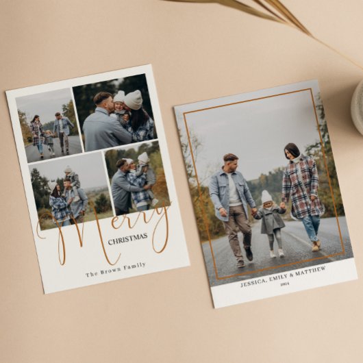 Trendy Merry Christmas 5 Foto Feestdagenkaart