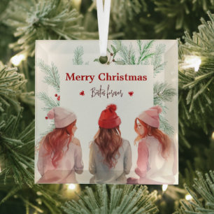Trendy Merry Christmas Besties voor altijd Beste V Glas Ornament