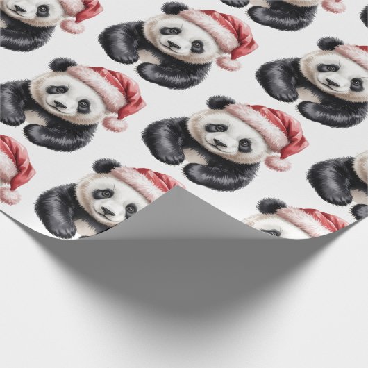 Trendy Merry Christmas Cute Panda Bear Pattern     Cadeaupapier (Hoek)