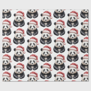 Trendy Merry Christmas Cute Panda Beer Patroon     Cadeaupapier