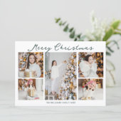 Trendy Merry Christmas Family Photo Collage 2025 Feestdagenkaart (Staand voorkant)