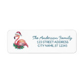 Trendy Merry Christmas Flamingo Retouradres Etiket (Voorkant)