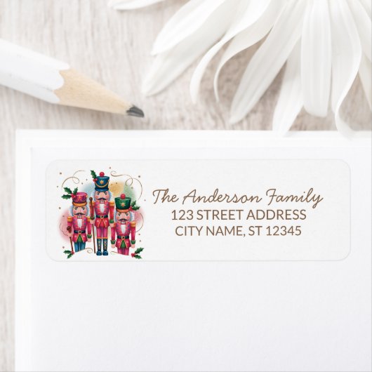 Trendy Merry Christmas Nutcracker Return Address   Etiket (Insitu)