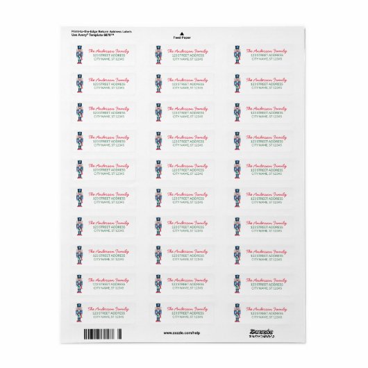 Trendy Merry Christmas Nutcracker Return Address Etiket (Full Sheet)