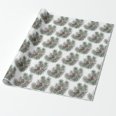 Trendy Merry Christmas Pine Cones and Branches Cadeaupapier (Uitgerold)