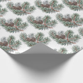 Trendy Merry Christmas Pine Cones and Branches Cadeaupapier (Hoek)