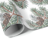 Trendy Merry Christmas Pine Cones and Branches Cadeaupapier (Rol Hoek)