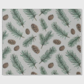 Trendy Merry Christmas Pine Cones and Branches     Cadeaupapier (Vlak)