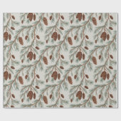 Trendy Merry Christmas Pine Cones and Branches Cadeaupapier (Vlak)