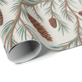 Trendy Merry Christmas Pine Cones and Branches Cadeaupapier (Rol Hoek)