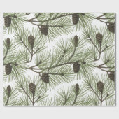 Trendy Merry Christmas Pine Cones and Branches Cadeaupapier (Vlak)