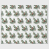 Trendy Merry Christmas Pine Cones and Branches Cadeaupapier (Vlak)