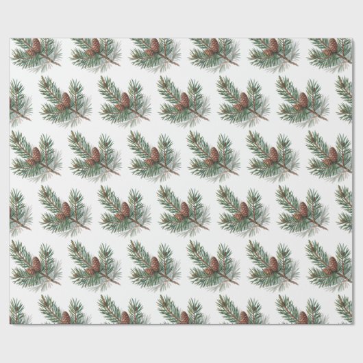 Trendy Merry Christmas Pine Cones and Branches     Cadeaupapier (Vlak)