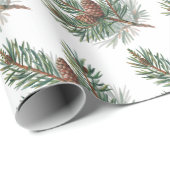 Trendy Merry Christmas Pine Cones and Branches Cadeaupapier (Rol Hoek)