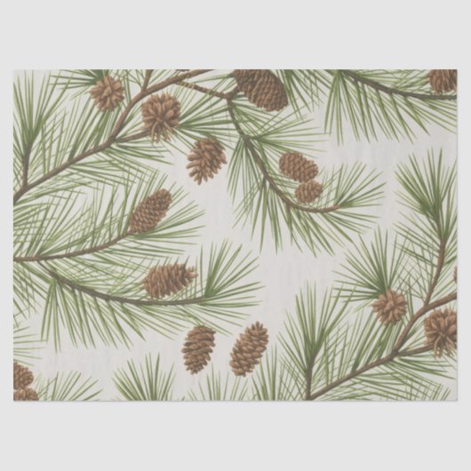 Trendy Merry Christmas Pine Cones and Branches     Tissuepapier (Voorkant)