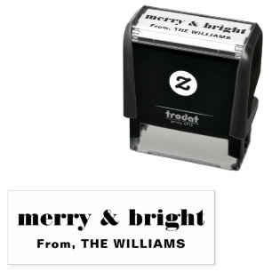 Trendy Merry en Bright Bold Chirstmas Gezegde Naam Zelfinktende Stempel