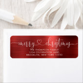 Trendy Merry kerst Heart Script Metallic Red Etiket (Insitu)