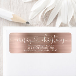Trendy Merry kerst Roos met metallisch  Etiket